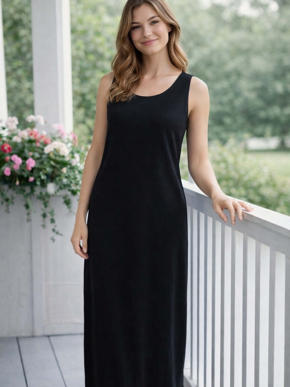 Talbots 100% Linen Black Sleeveless Maxi Dress